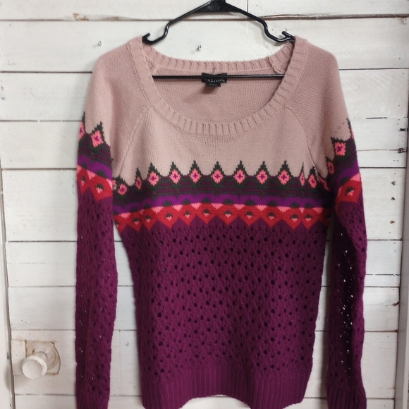 Y2K Wet Seal Sweater Women's Wool Blend Size Large Fair Isle Mutlicolored Wool - Picture 7 of 11